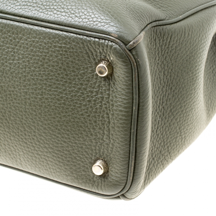 Pre Owned Dior Pine Green Leather Large Diorissimo Shopper Tote