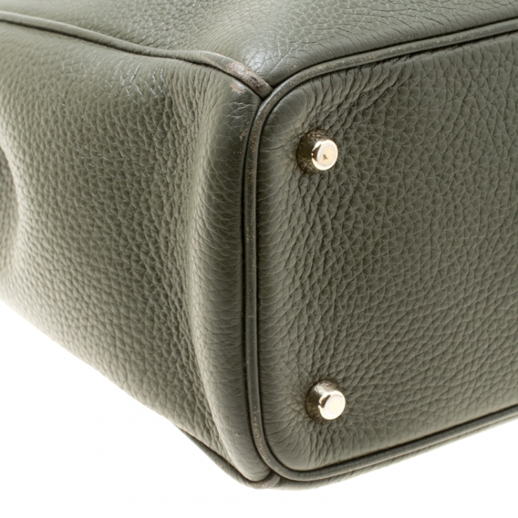 Pre Owned Dior Pine Green Leather Large Diorissimo Shopper Tote