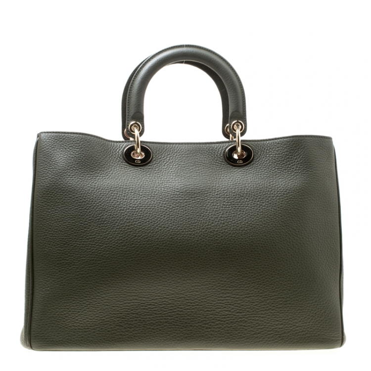 Pre Owned Dior Pine Green Leather Large Diorissimo Shopper Tote