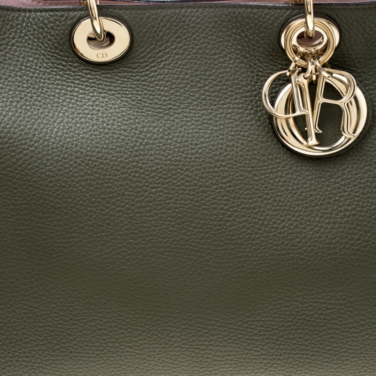 Pre Owned Dior Pine Green Leather Large Diorissimo Shopper Tote