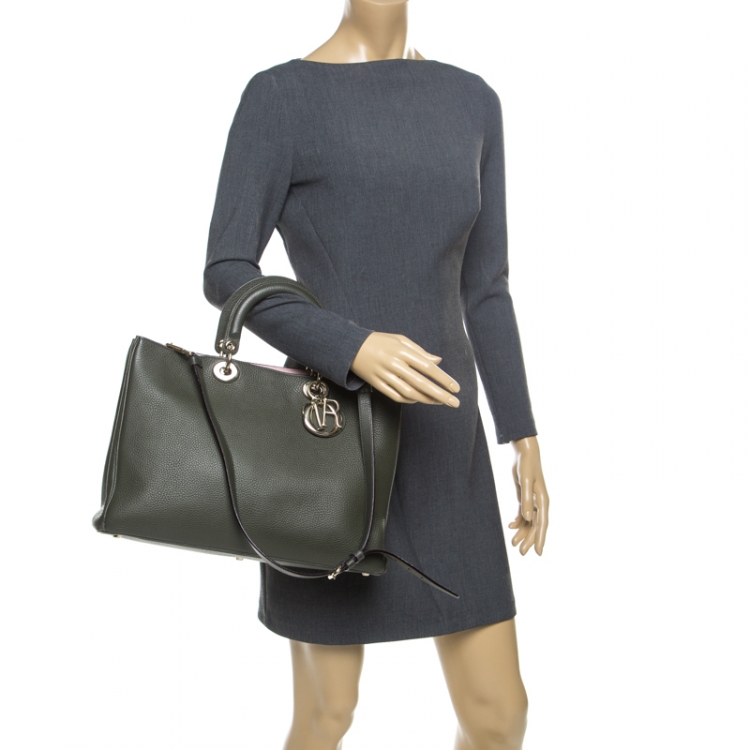 Pre Owned Dior Pine Green Leather Large Diorissimo Shopper Tote
