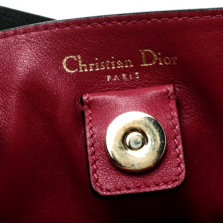 Pre Owned Dior Black Leather Medium Diorissimo Top Handle Bag