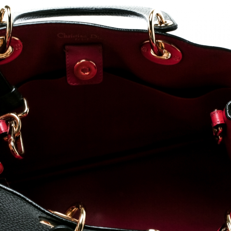 Pre Owned Dior Black Leather Medium Diorissimo Top Handle Bag