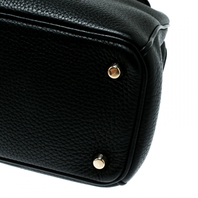Pre Owned Dior Black Leather Medium Diorissimo Top Handle Bag