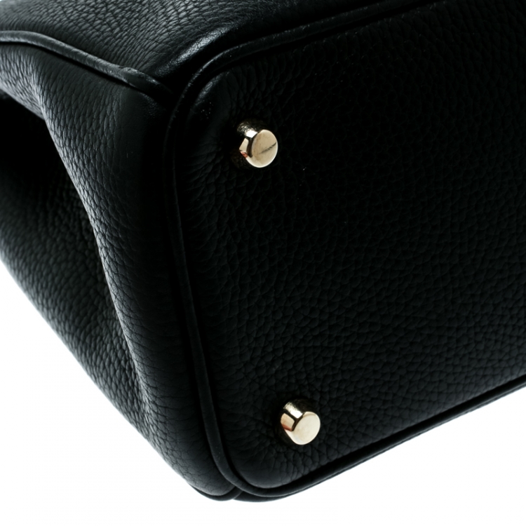 Pre Owned Dior Black Leather Medium Diorissimo Top Handle Bag