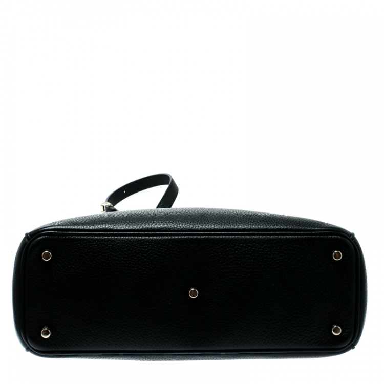 Pre Owned Dior Black Leather Medium Diorissimo Top Handle Bag
