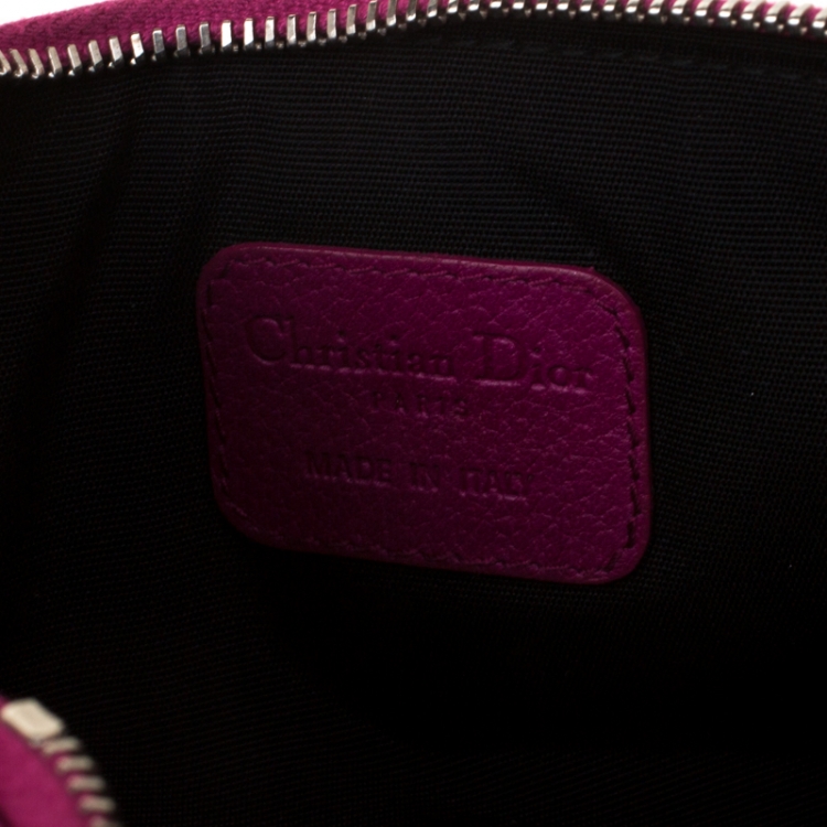 Pre Owned Dior Magenta Leather Wristlet 61 Clutch
