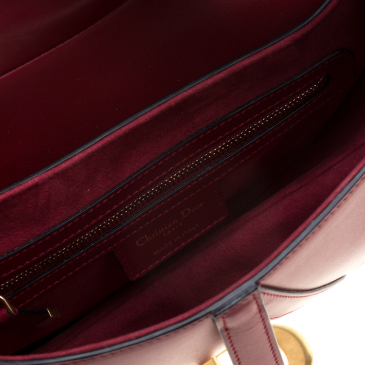 Pre Owned Christian Dior Burgundy Leather Saddle Bag