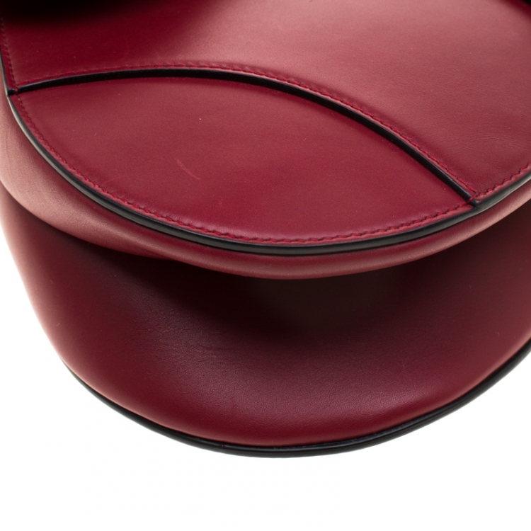 Pre Owned Christian Dior Burgundy Leather Saddle Bag