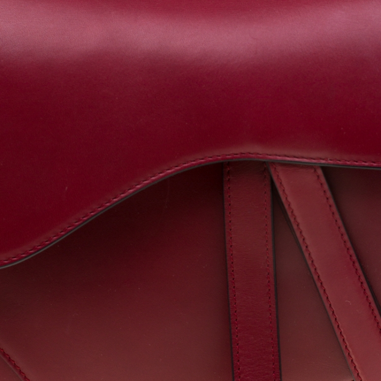 Pre Owned Christian Dior Burgundy Leather Saddle Bag