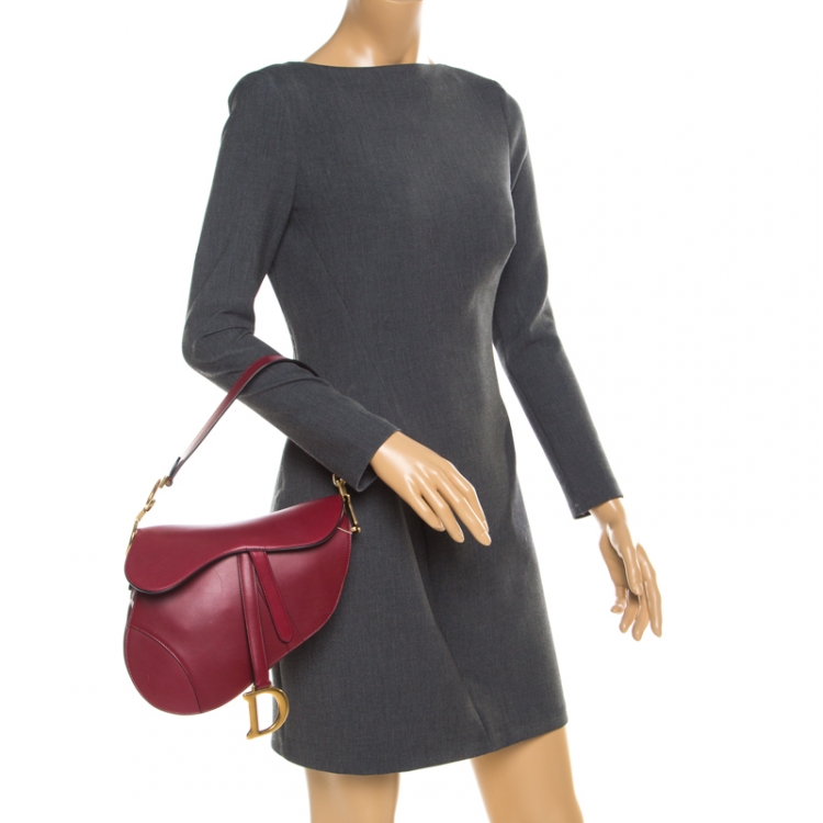 Dior Mini Saddle Bag Burgundy - THE PURSE AFFAIR
