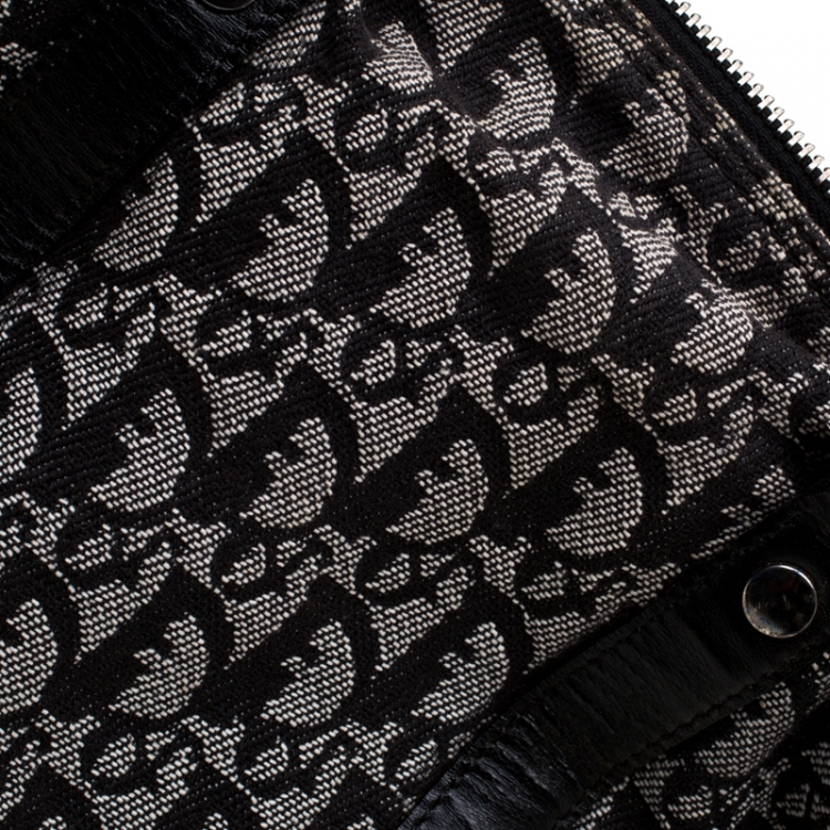 Pre Owned Dior Black/Grey Diorissimo Canvas and Leather Small Boston Bag