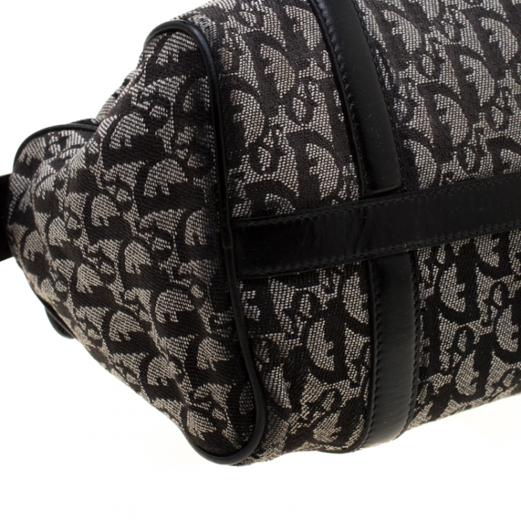 Pre Owned Dior Black/Grey Diorissimo Canvas and Leather Small Boston Bag