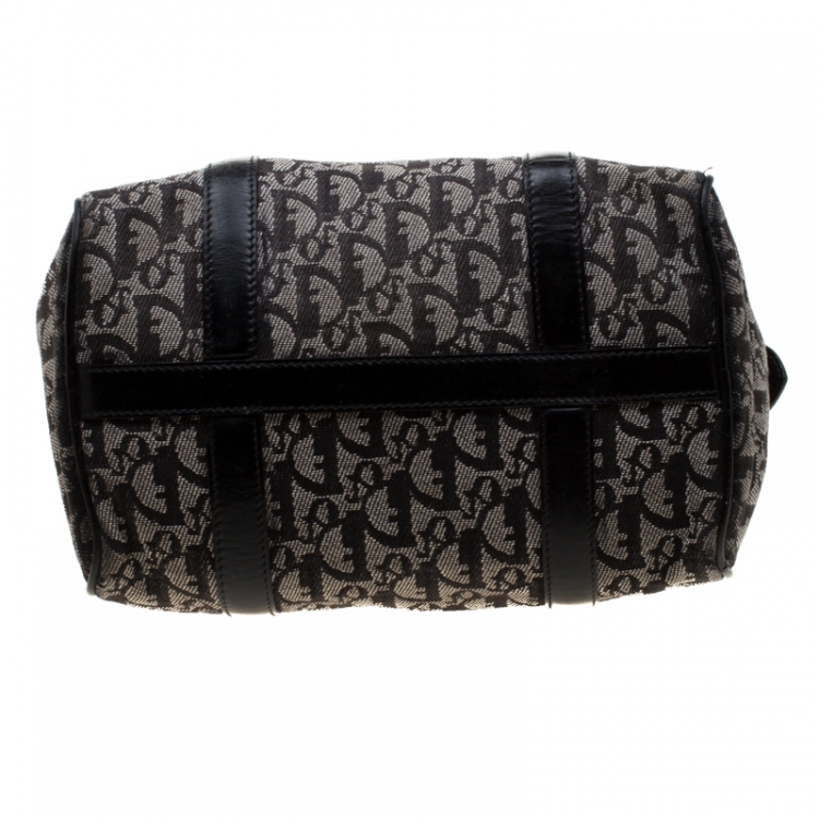 Pre Owned Dior Black/Grey Diorissimo Canvas and Leather Small Boston Bag