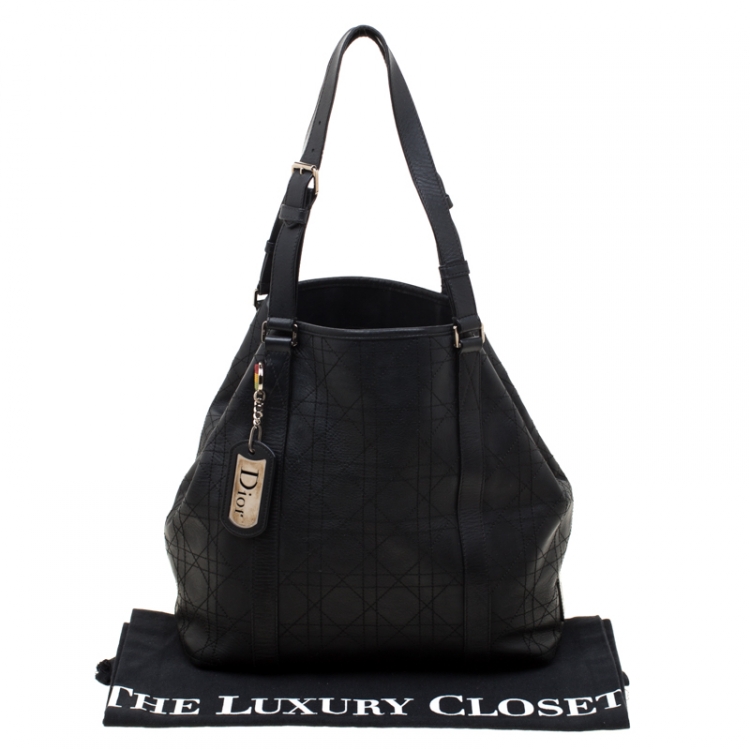 Pre Owned Dior Black Cannage Leather Shopper Tote