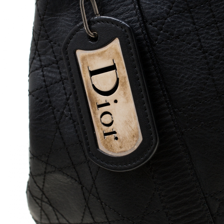 Pre Owned Dior Black Cannage Leather Shopper Tote