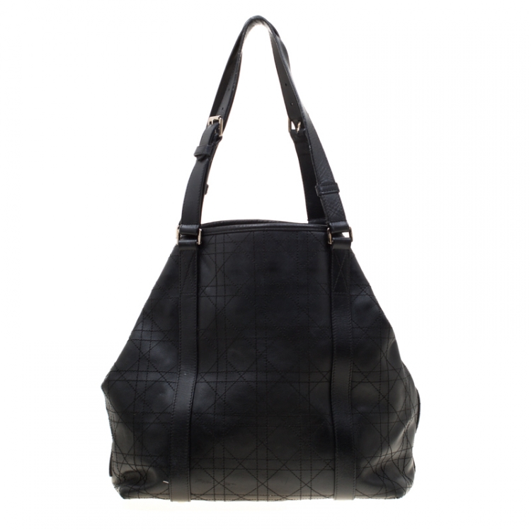 Pre Owned Dior Black Cannage Leather Shopper Tote