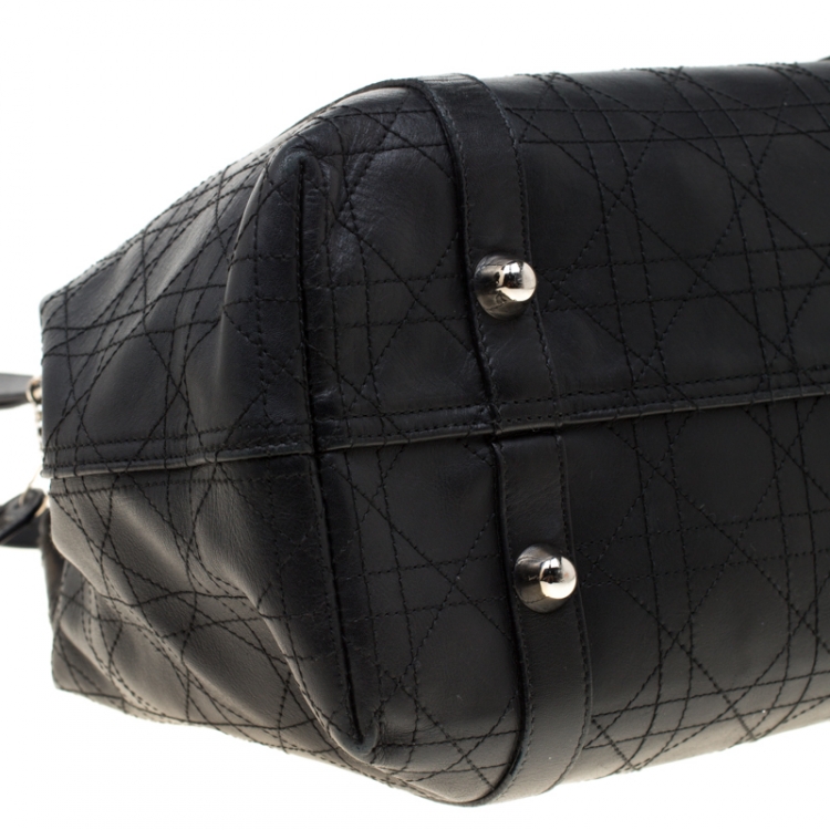 Pre Owned Dior Black Cannage Leather Shopper Tote