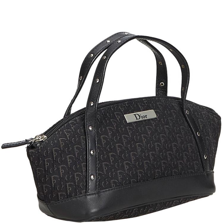 Pre Owned Dior Black Oblique Canvas And Leather Everyday Bag