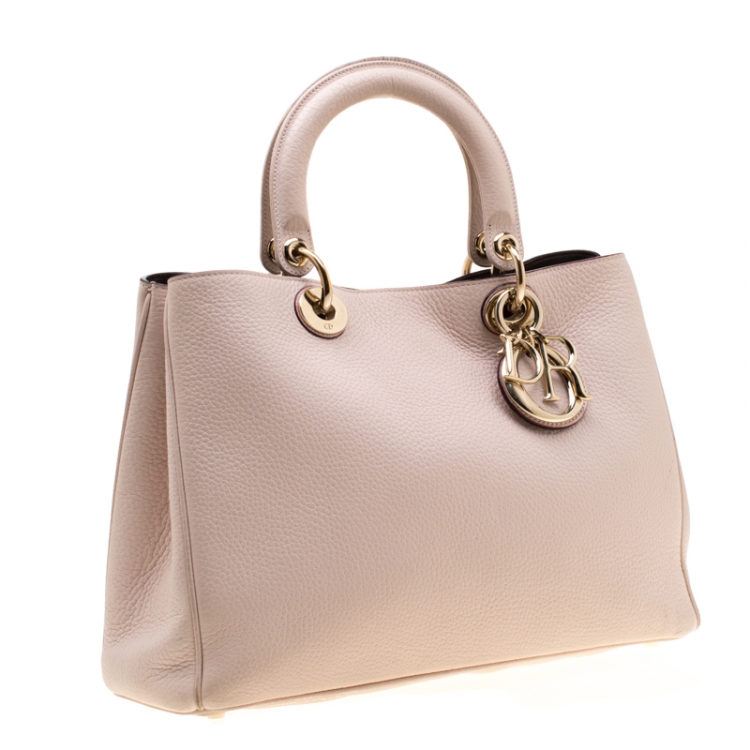 Pre Owned Dior Blush Pink Leather Medium Diorissimo Shopper Tote