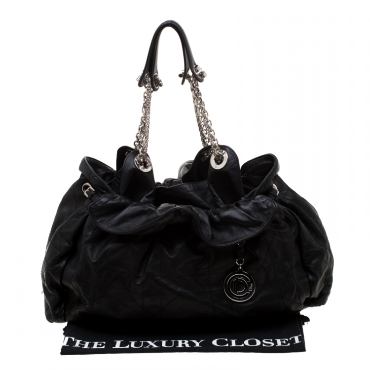 Pre Owned Dior Black Quilted Cannage Leather Le Trente Hobo