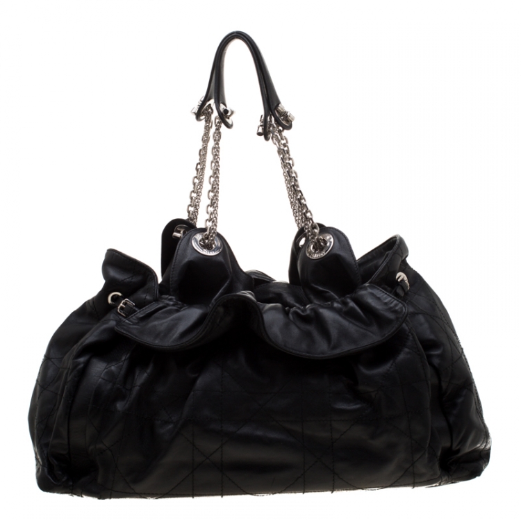 Pre Owned Dior Black Quilted Cannage Leather Le Trente Hobo