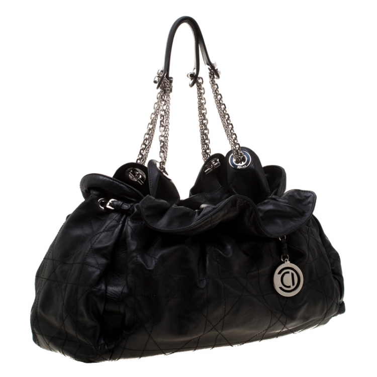 Pre Owned Dior Black Quilted Cannage Leather Le Trente Hobo