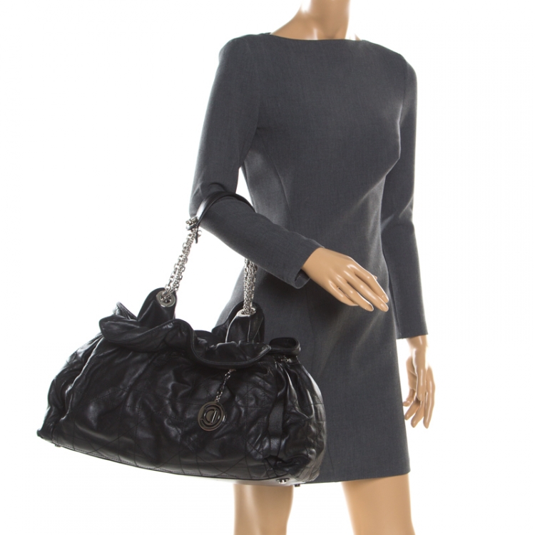 Pre Owned Dior Black Quilted Cannage Leather Le Trente Hobo