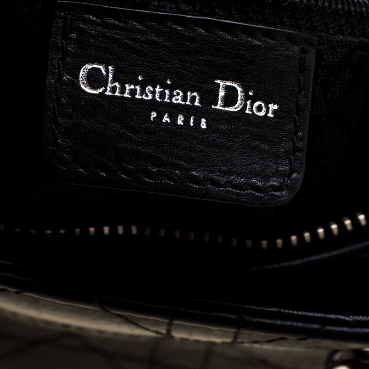 Pre Owned Dior Black Leather Medium Lady Dior Top Handle Bag
