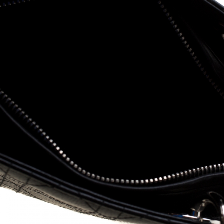 Pre Owned Dior Black Leather Medium Lady Dior Top Handle Bag