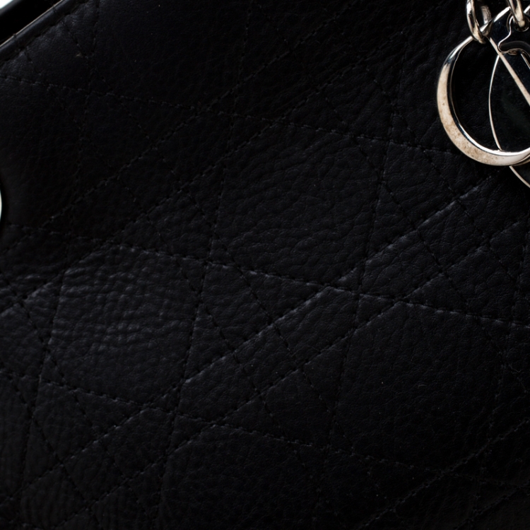 Pre Owned Dior Black Leather Medium Lady Dior Top Handle Bag