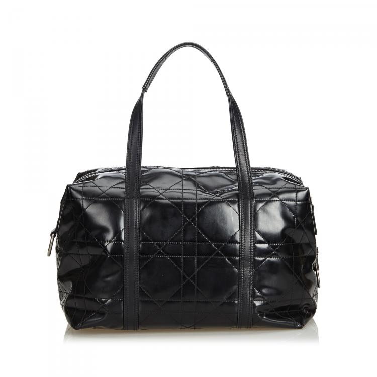 Pre Owned Dior Black PVC Cannage Everyday Bag
