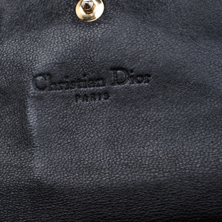 Pre Owned Dior Black Cannage Leather Lady Dior Wallet on Chain