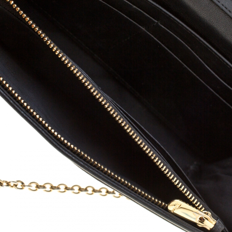 Pre Owned Dior Black Cannage Leather Lady Dior Wallet on Chain