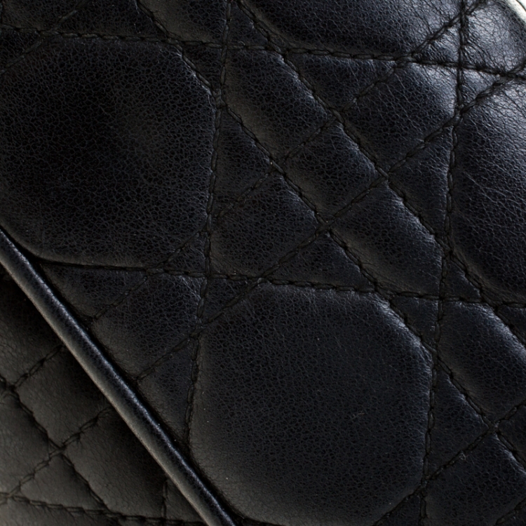 Pre Owned Dior Black Cannage Leather Lady Dior Wallet on Chain