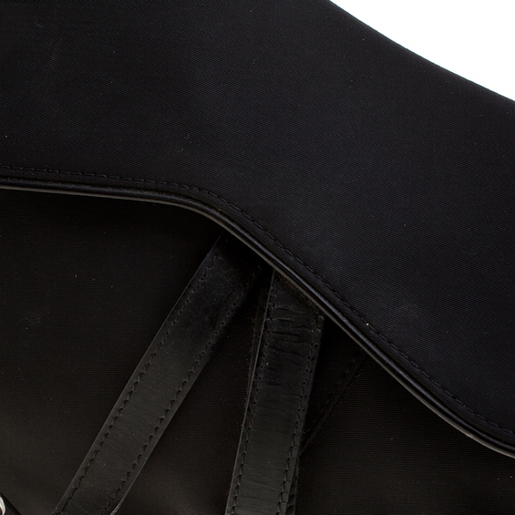 Pre Owned Dior Black Nylon and Patent Leather Saddle Bag