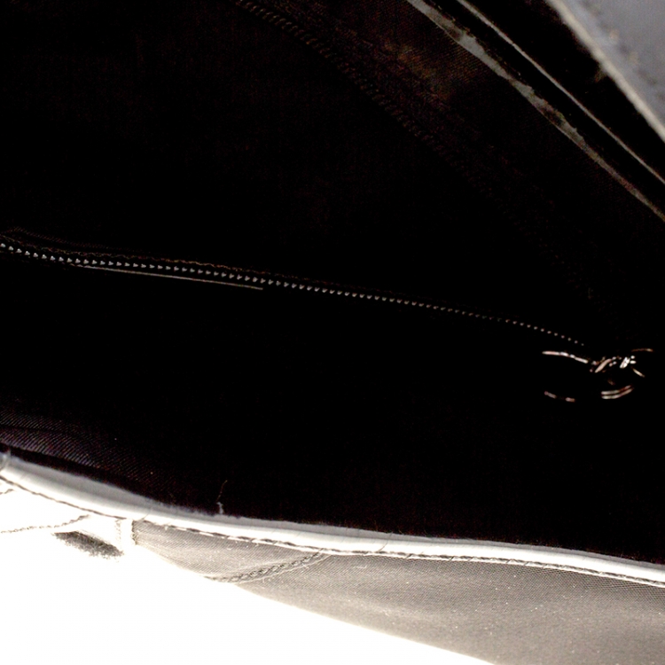 Pre Owned Dior Black Nylon and Patent Leather Saddle Bag