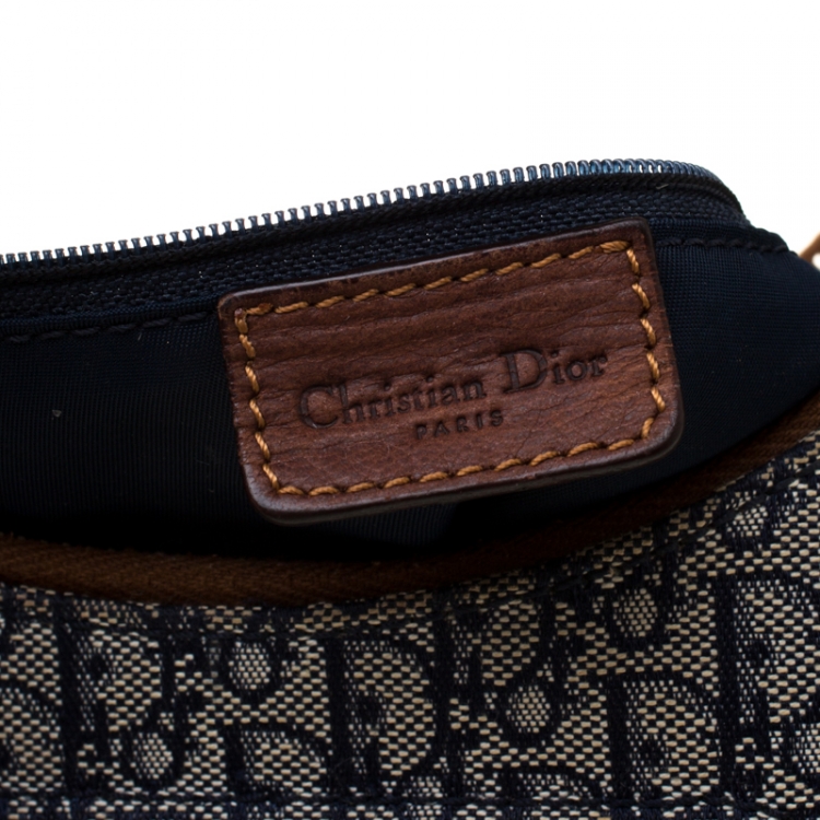 Pre Owned Dior Blue/Brown Diorissimo Canvas and Leather Street Chic Hobo