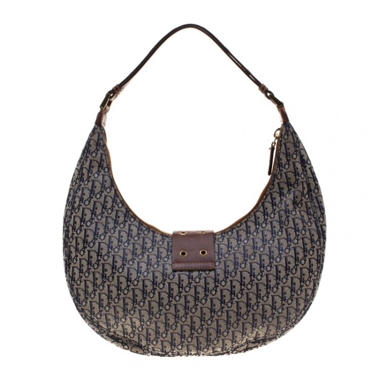 Pre Owned Dior Blue/Brown Diorissimo Canvas and Leather Street Chic Hobo