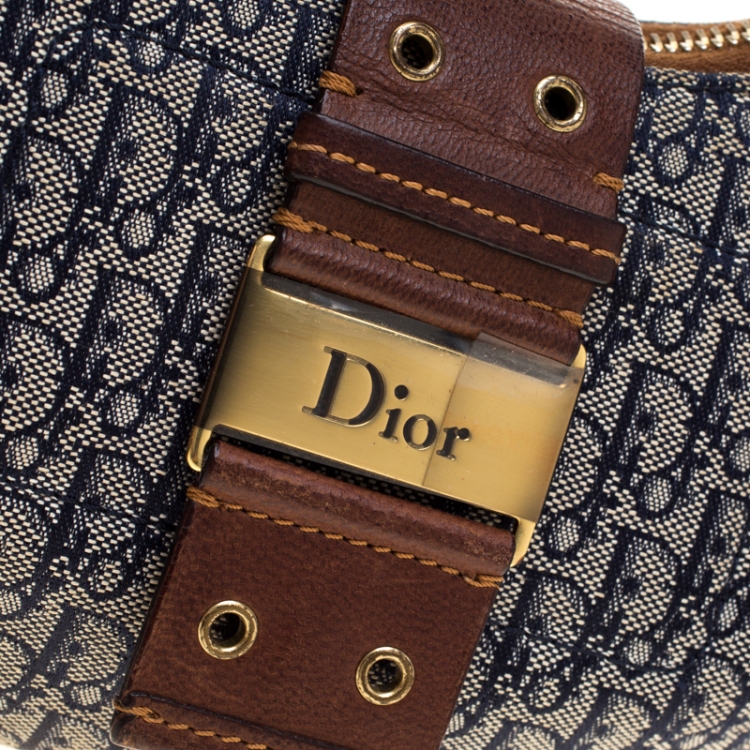 Pre Owned Dior Blue/Brown Diorissimo Canvas and Leather Street Chic Hobo