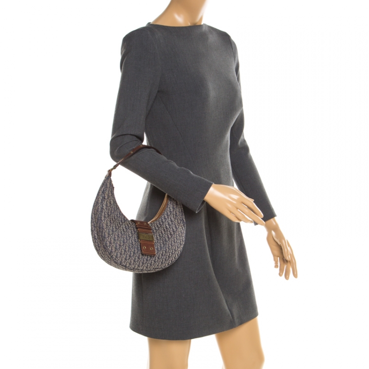 Pre Owned Dior Blue/Brown Diorissimo Canvas and Leather Street Chic Hobo