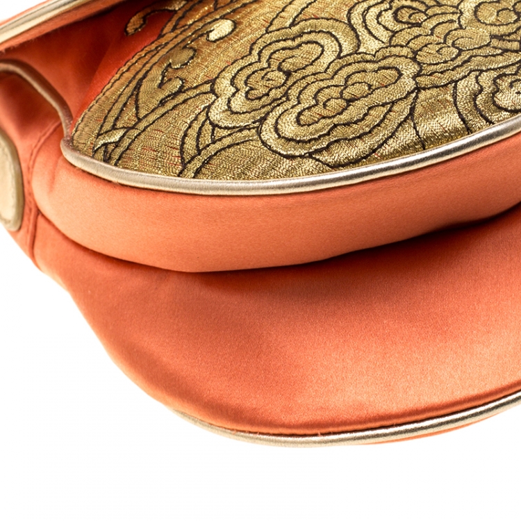 Pre Owned Dior Multicolor Satin and Fabric Limited Edition 44/100 China Dragon Galliano 10 Yr Anniversary Saddle Bag