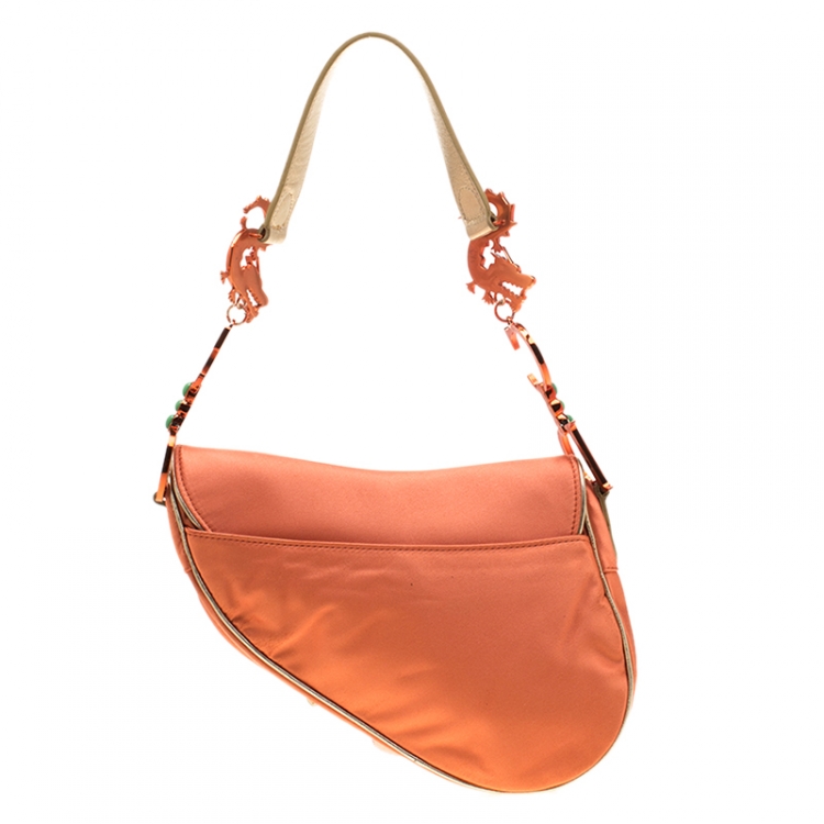 Pre Owned Dior Multicolor Satin and Fabric Limited Edition 44/100 China Dragon Galliano 10 Yr Anniversary Saddle Bag