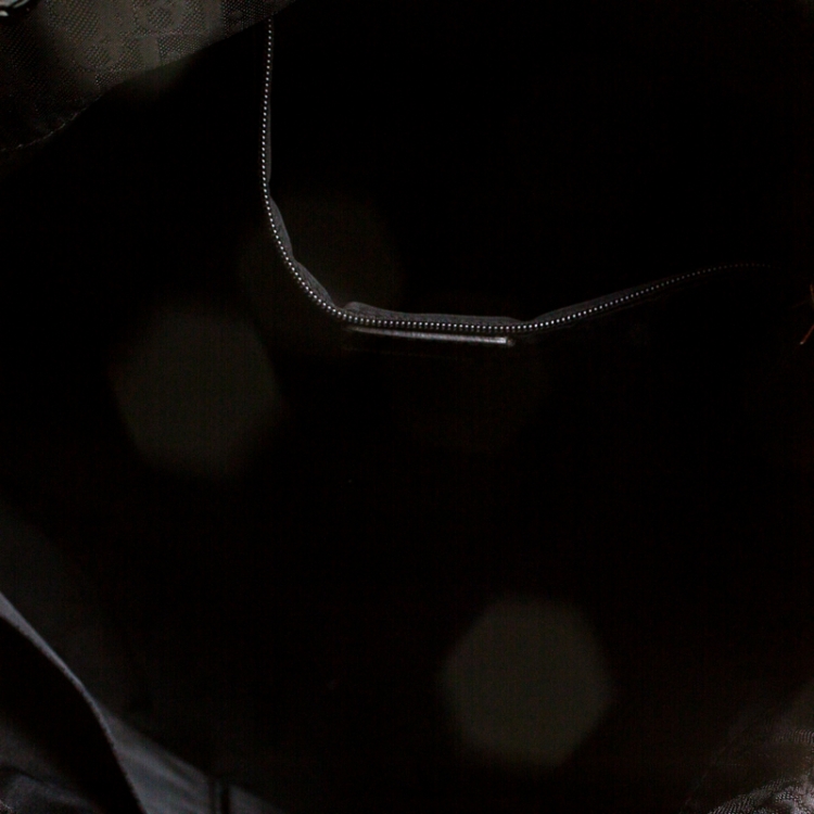 Pre Owned Dior Black Patent Leather and Diorissimo Nylon Lace Up Braided Handle Hobo