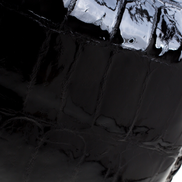 Pre Owned Dior Black Patent Leather and Diorissimo Nylon Lace Up Braided Handle Hobo