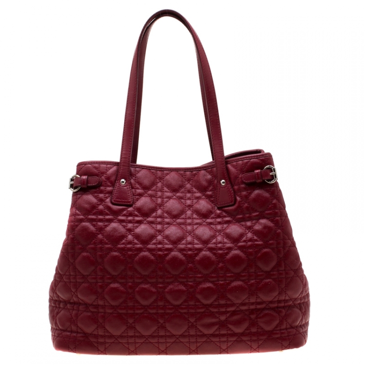 Pre Owned Dior Red Coated Canvas Medium Panarea Shopper Tote