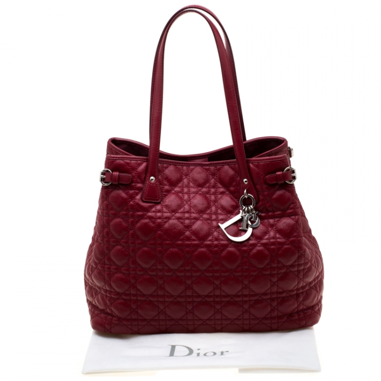 Pre Owned Dior Red Coated Canvas Medium Panarea Shopper Tote