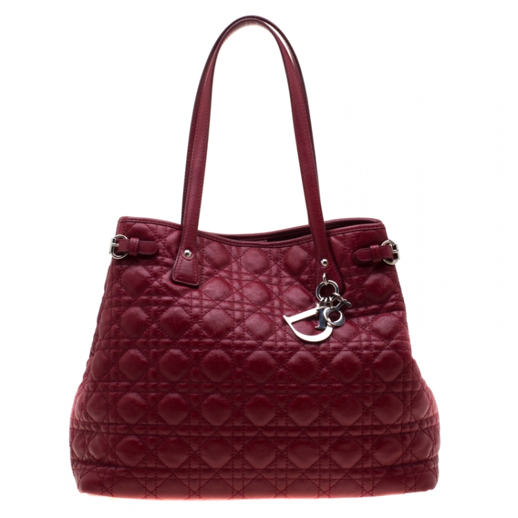 Pre Owned Dior Red Coated Canvas Medium Panarea Shopper Tote