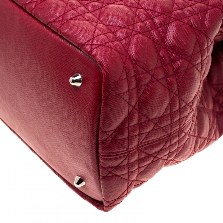 Pre Owned Dior Red Coated Canvas Medium Panarea Shopper Tote