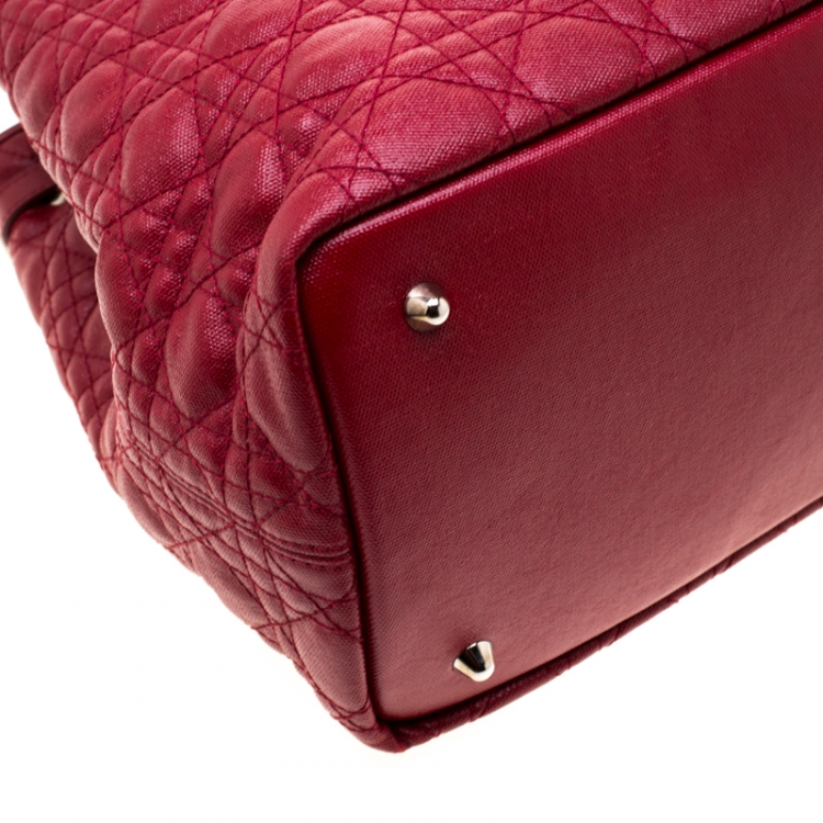 Pre Owned Dior Red Coated Canvas Medium Panarea Shopper Tote